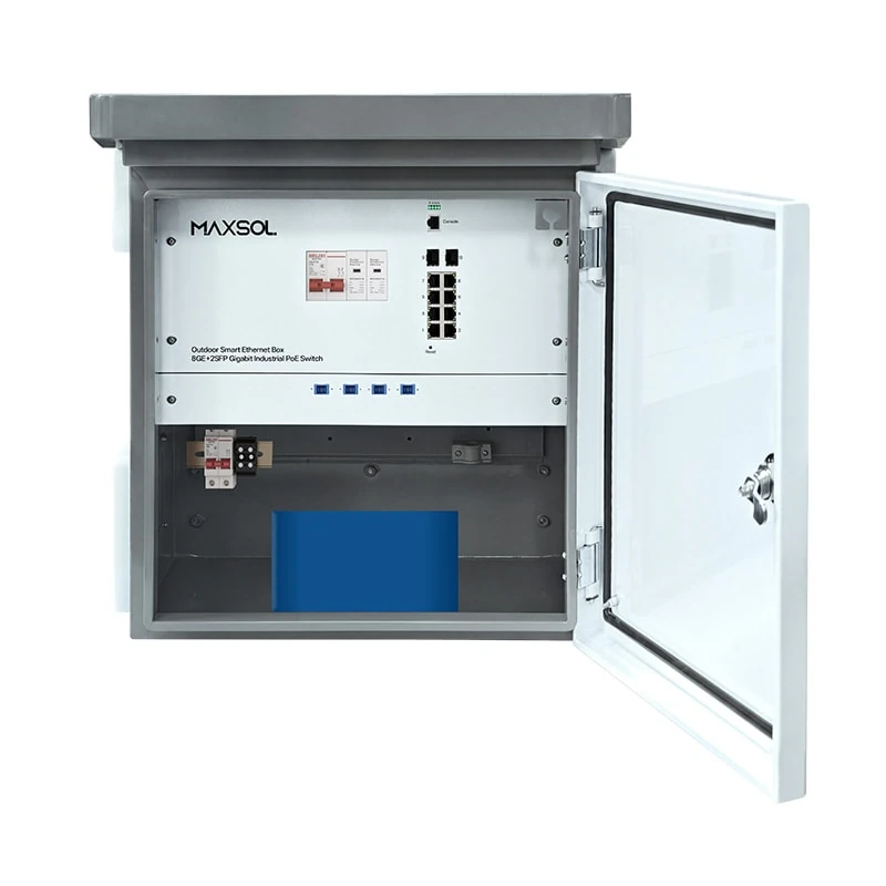 Maxsol SBOX2802SFG-I-288WH outdoor smart box with integrated LiFePO4 battery backup