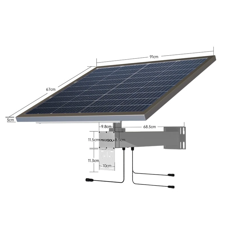 Maxsol CS12060 solar power system with 120W panel and outdoor battery enclosure