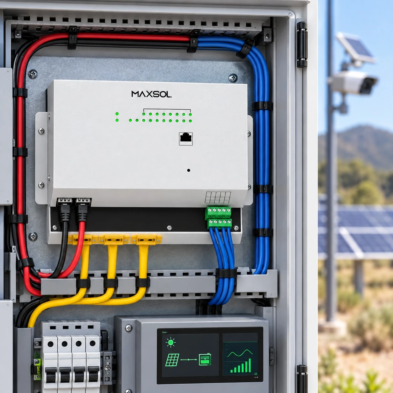 Maxsol IOT2802SFG-S managed solar industrial PoE switch with eight Gigabit PoE ports and two SFP ports